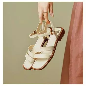 2024 летние женские сандалии на плоской подошве летняя обувь туфли с открытым носком женская обувь босоножки на танкетке женская женская обувь для вечеринок 35 чёрный