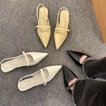 2024 Летние женские сандалии с острым носком, модные уличные туфли на плоской подошве, элегантные женские гладиаторы 35 чёрный