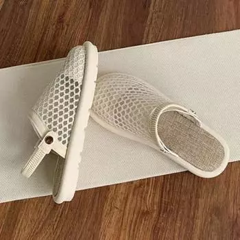 2024 Летние женские сандалии с закрытым носком и сеткой на плоской подошве Новые модные дышащие женские повседневные сандалии для отдыха на природе Женская пляжная обувь 35 бежевый