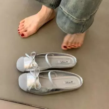 2024 летние женские шлепанцы с узлом-бабочкой, удобные шлепанцы на плоской подошве, женские модные уличные сандалии без шнуровки Size 35(foot 22.5cm) синий