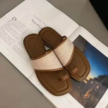 2024 Летние женские тапочки-гладиаторы Модные элегантные туфли на мягкой подошве на плоской подошве Женские повседневные пляжные шлепанцы Сандалии 35 абрикосовый