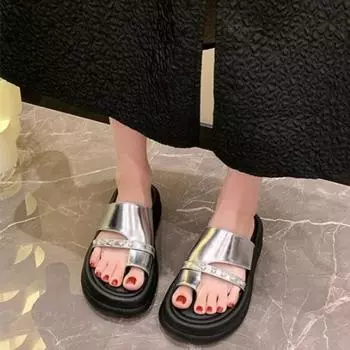 2024 Летние женские тапочки, модные элегантные туфли на плоской подошве с застежкой-молнией, женские повседневные пляжные сандалии, шлепанцы 35 бежевый