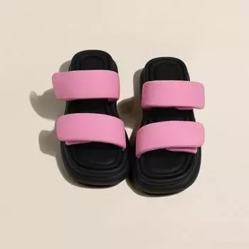 2024 Летние женские тапочки на платформе с квадратным носком Женские плоские шлепанцы Дизайнерские женские шлепанцы Сандалии Женская обувь Роскошные сандалии 35 чёрный