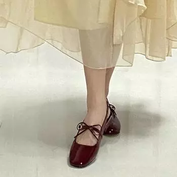 2024 Летний дизайн женские сандалии модные узкие туфли на квадратном каблуке женские уличные лакированные туфли Мэри Джейн из кожи 35 чёрный