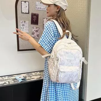2024 летний новый простой школьный рюкзак для старшеклассников и студентов колледжей, женский рюкзак большой вместимости, простой повседневный рюкзак белый