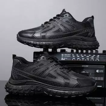 2024 летняя дышащая мужская обувь для спорта и отдыха, модная обувь для пап, повседневная сетчатая дышащая обувь, рабочая обувь с подошвой из шин 39 бежевый