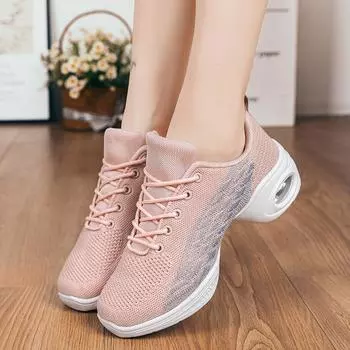 2024 летняя и осенняя обувь на воздушной подушке с мягкой подошвой, летающая плетеная обувь для танцев в пожилом возрасте, обувь для танцев на открытом воздухе для мам, женская обувь для танцев 35 белый