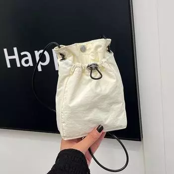 2024 летняя корейская версия литературной и художественной небольшой свежей легкой тканевой сумки через плечо для мобильного телефона женская повседневная универсальная мини-сумка белый