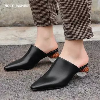 2024 Летняя мода Новые туфли Muller Женская европейская мода Station Baotou Тапочки полуподдерживаемые уличные сандалии Модная обувь 34 чёрный