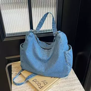 2024 летняя модная брендовая сумка-мессенджер в стиле ретро, модная джинсовая сумка через плечо, универсальная, вместительная, повседневная сумка-мессенджер джинсовый синий