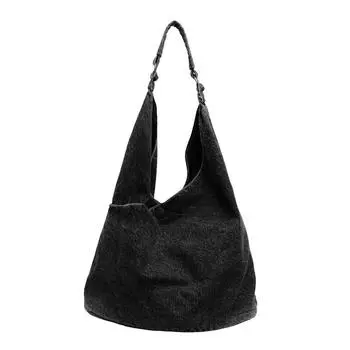 2024 летняя модная брендовая сумка-мессенджер в стиле ретро, модная джинсовая сумка через плечо, универсальная, вместительная, повседневная сумка-мессенджер чёрный