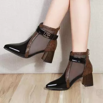 2024 летняя модная брендовая женская обувь для вечеринок на высоком каблуке, современные женские кружевные женские туфли-лодочки на квадратном каблуке 7 см с острым носком 35 чёрный