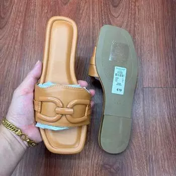 2024 летняя модная обувь, женские уличные тапочки с квадратным носком и плоской подошвой, удобные повседневные женские пляжные шлепанцы с песком 40