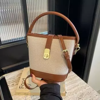 2024 Летняя модная женская маленькая сумка-ведро Basket - сумка-мессенджер в корейском стиле коричневый