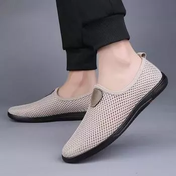 2024 Летняя мужская дышащая повседневная обувь для походов на открытом воздухе Мужская обувь для кемпинга Простая обувь на плоской подошве Обувь для вождения на открытом воздухе 37 чёрный