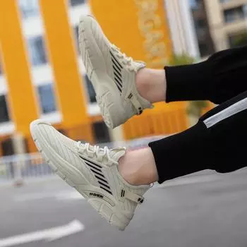 2024 летняя мужская обувь, новые дышащие сетчатые повседневные туфли, модные кроссовки для бега, черные кокосовые туфли 39