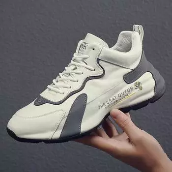 2024 Летняя мужская обувь в стиле ретро, универсальная повседневная кожаная обувь, мягкие нескользящие кроссовки для бега, мужские кроссовки на платформе Zapatillas De Hombre 39 чёрный