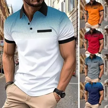2024 летняя мужская рубашка поло больших размеров на молнии в полоску, большая рубашка поло S