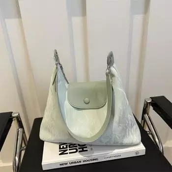 2024 летняя новая большая сумка через плечо цвета мяты для поездок на работу, простая сумка-мессенджер, простая модная женская сумка-тоут зелёный