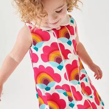 2024 летняя новая детская одежда, платье для девочек с лацканами без рукавов 90cm