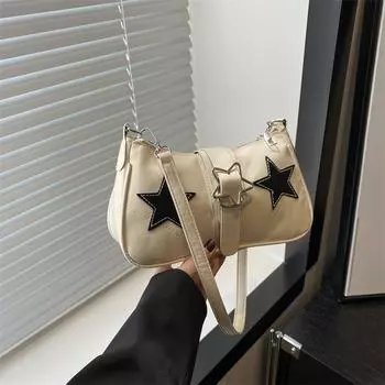 2024 летняя новая французская нишевая сумка подмышкой пятиконечная звезда цепочка сумка через плечо уличная крутая индивидуальная женская сумка чёрный
