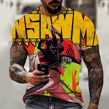 2024 летняя новая футболка с персонализированным 3D цифровым принтом, мужская уличная свободная толстовка, повседневная футболка больших размеров S