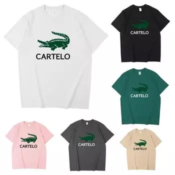 2024 летняя новая хлопковая мужская и женская футболка с круглым вырезом с принтом, мужская футболка с коротким рукавом, сплошной цвет S белый