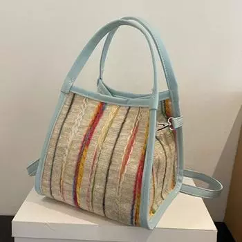 2024 летняя новая красочная тканая ручная сумка для мамы в художественном стиле, детская свежая сумка на одно плечо, сумка через плечо