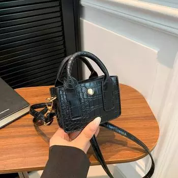 2024 летняя новая маленькая свежая простая модная сумка через плечо простая ретро сумка-мессенджер модная простая квадратная сумка чёрный