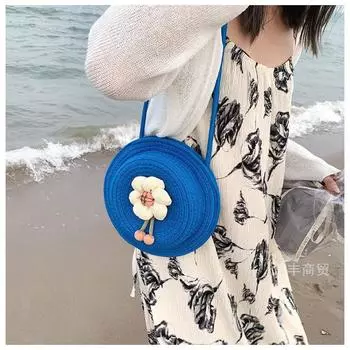 2024 летняя новая милая соломенная сумка-мессенджер, модная сумка через плечо, свежая женская шляпа, маленькая сумка с цветком для женщин жёлтый