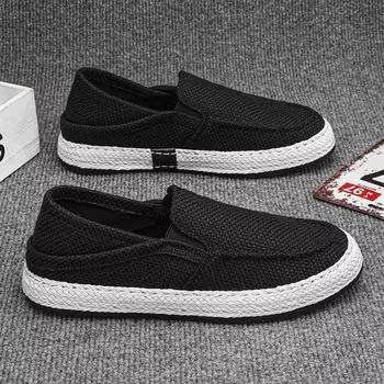 2024 летняя новая мода повседневная ретро-стиле соломенная плетеная универсальная обувь для доски, дышащая, одна педаль, удобная, для ношения в двух местах, мужская обувь 39