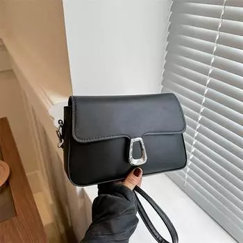 2024 летняя новая модная и простая маленькая квадратная сумка-мессенджер однотонная текстурная сумка популярная иностранная сумка через плечо чёрный