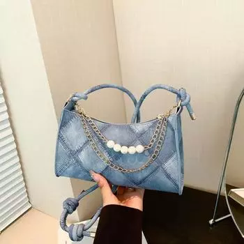 2024 летняя новая модная персонализированная сумка на одно плечо в стиле ретро с полумесяцем большой вместимости, повседневная сумка-мессенджер в иностранном стиле серый