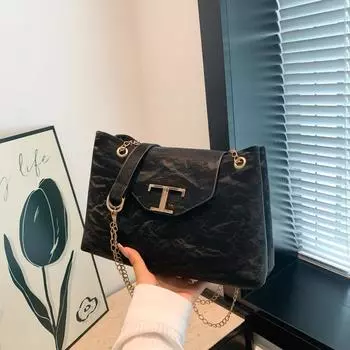 2024 летняя новая модная простая сумка через плечо большой емкости простая повседневная сумка-мессенджер сумка через подмышку чёрный