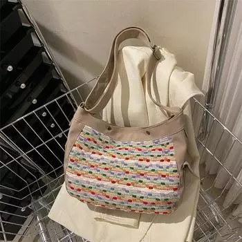 2024 летняя новая модная простая сумка через плечо большой вместимости сумка для отдыха и поездок на работу сумка-мессенджер модная женская сумка белый