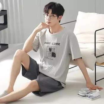 2024 летняя новая мужская домашняя одежда из мягкого хлопка 3XL, роскошные мужские пижамы с принтом, удобные мужские модные пижамы для папы, большой пижамный комплект L