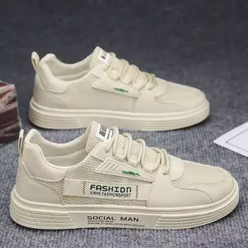 2024 летняя новая мужская обувь дышащая полая сетчатая белая обувь мужская корейская версия модная универсальная тканевая обувь повседневная доска 39 белый