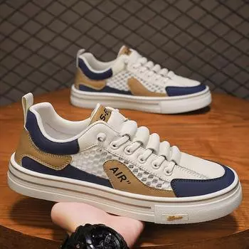 2024 летняя новая мужская обувь, повседневные низкие кроссовки, модная рабочая обувь, спортивная обувь с сеткой 39 серый