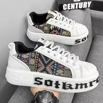 2024 летняя новая мужская обувь с тканевым чехлом с вышивкой и принтом, дышащая универсальная повседневная обувь с низким верхом 39 синий