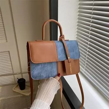 2024 летняя новая нишевая маленькая квадратная сумка женская сумка для отдыха пригородная сумка-мессенджер модная и простая сумка через плечо чёрный