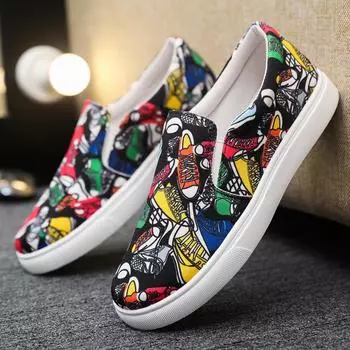 2024 летняя новая обувь мужская дышащая парусиновая обувь мужская повседневная обувь корейской версии трендовая однопедальная ленивая обувь мужская 39