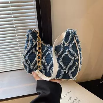 2024 летняя новая персонализированная маленькая сумка для подмышек, маленькая квадратная сумка, простая модная повседневная сумка через плечо, женская сумка чёрный