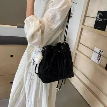 2024 летняя новая популярная универсальная сумка-мессенджер, портативная сумка-ведро в форме ананаса, индивидуальный дизайн, сумка-цепочка, женская сумка чёрный