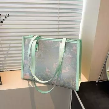 2024 летняя новая повседневная сумка-тоут для студентов, классная сумка для поездок на работу, простая модная сумка через плечо большой емкости серебряный