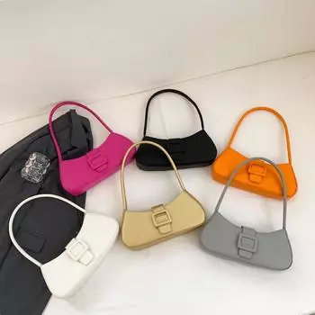 2024 летняя новая повседневная женская сумка-мессенджер в иностранном стиле, простая сумка под мышкой, модная ретро-сумка-багет однотонного цвета на плечо белый