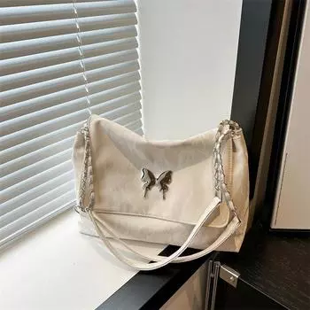 2024 летняя новая простая и модная сумка через плечо большой емкости простая повседневная сумка подмышкой модная женская сумка-тоут чёрный