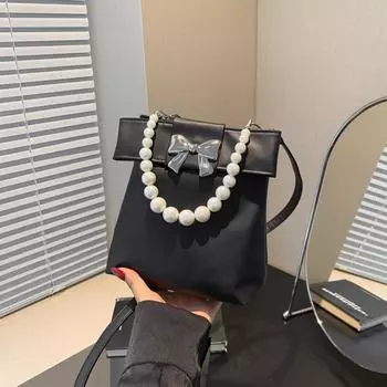 2024 летняя новая простая и модная сумка через плечо иностранная повседневная сумка-мессенджер сумка-ведро популярная сумка в этом году чёрный