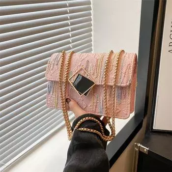 2024 летняя новая простая модная маленькая квадратная сумка простая модная ретро сумка через плечо модная сумка-мессенджер чёрный