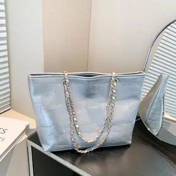 2024 летняя новая простая модная сумка через подмышку повседневная сумка-тоут женская простая ретро сумка через плечо женская чёрный