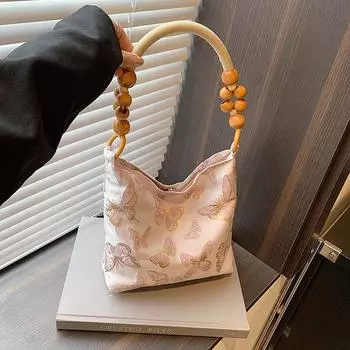 2024 летняя новая простая модная сумка через плечо модная ретро сумка-ведро женская мода ретро повседневная сумка подмышкой чёрный